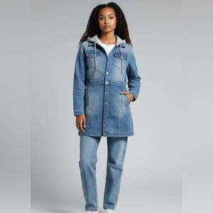 bebe NWT 3-in-1 Denim Trench Coat w/ Removable Hoodie Small